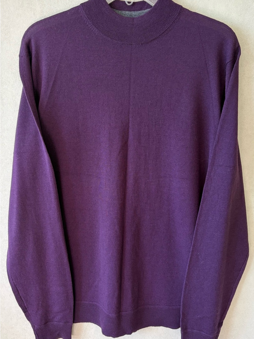 Murano 100% merino wool Deep Purple mock Turtleneck Sweater size large